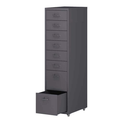 Armário de arquivo móvel Kökar com 8 gavetas 109x28x41 cm aço - Cinzento escuro en.casa