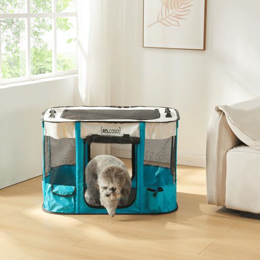 Parque dobrável para animais de estimação Mörbylånga 70x55x45cm - AzulBege en.casa
