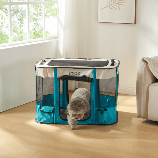 Parque dobrável para animais de estimação Mörbylånga 70x55x45cm - AzulBege en.casa