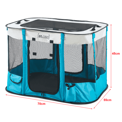 Parque dobrável para animais de estimação Mörbylånga 70x55x45cm - AzulBege en.casa