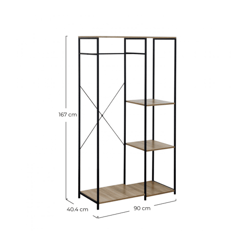 Cabide de metal e madeira Oilu 167x90x40,4cm 7house