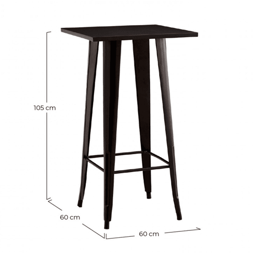 Mesa lateral alta quadrada forte preta 60x60x105cm Thinia Home