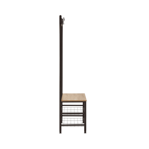Cabide de Metal com 4 Cabides e 3 Prateleiras de Madeira Viem 175x60x40cm 7house