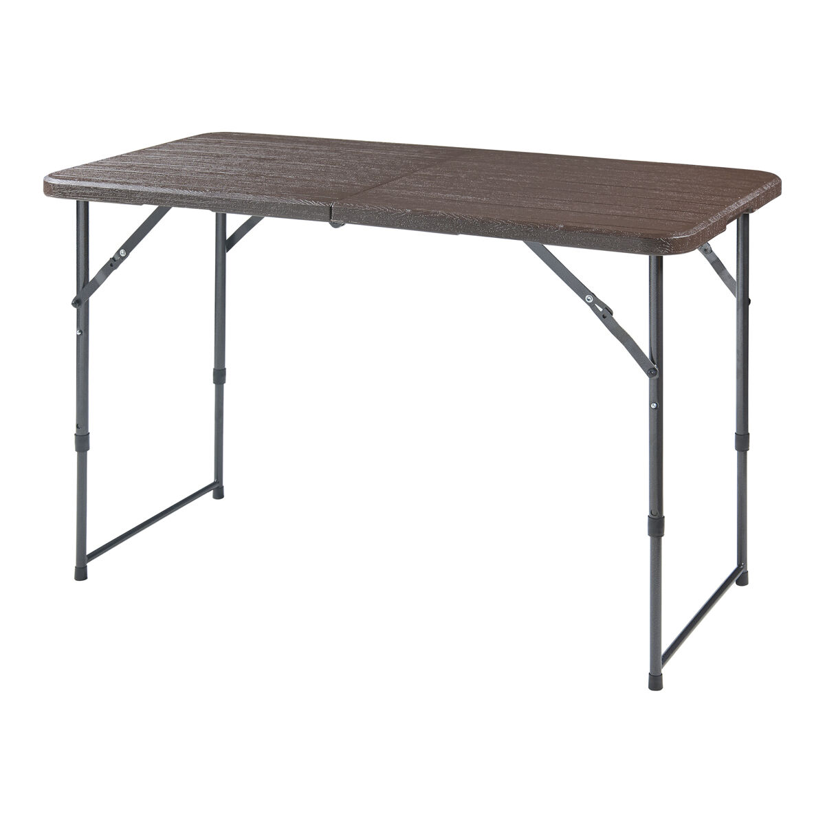 Mesa plegable adelfia altura regulable metal/plástico 120x60cm - efecto madera [en.casa]