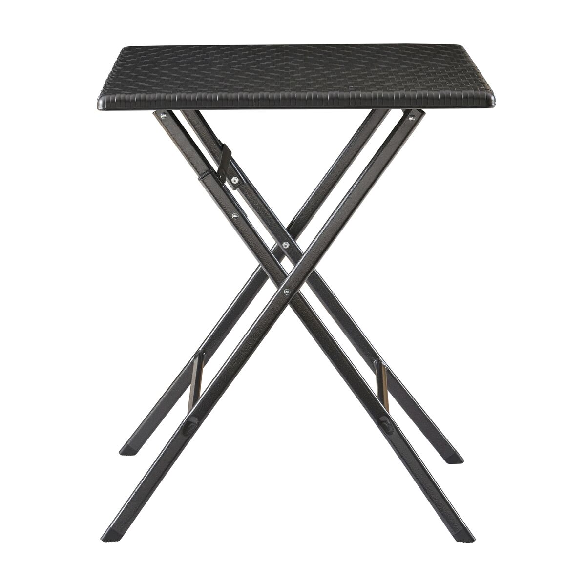 Mesa plegable mark exterior metal/plástico 62x62x73cm - efecto ratán negro [en.casa]