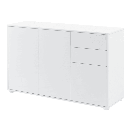 Cómoda Paarl com 2 gavetas e 3 portas 74x117x36cm Branco alto brilho en.casa