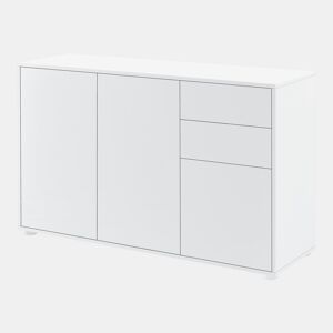 Cómoda Paarl com 2 gavetas e 3 portas 74x117x36cm Branco alto brilho en.casa