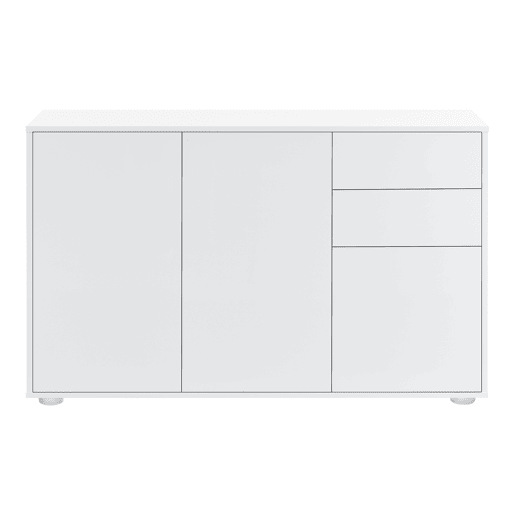 Cómoda Paarl com 2 gavetas e 3 portas 74x117x36cm Branco alto brilho en.casa