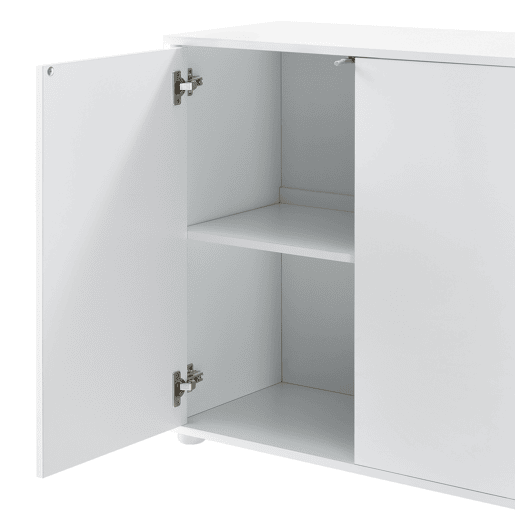 Cómoda Paarl com 2 gavetas e 3 portas 74x117x36cm Branco alto brilho en.casa