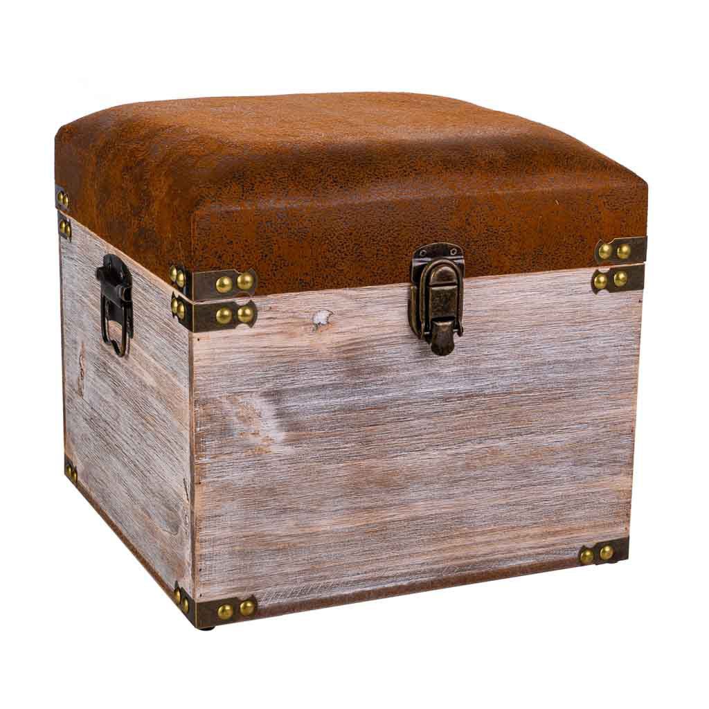 Taburete Cajón de madera y polipiel