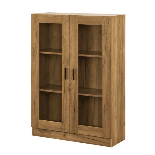 Vitrina Sorø com 2 portas 3 compartimentos vidro e aglomerado 115 x 80 x 31 cm - efeito carvalho en.casa