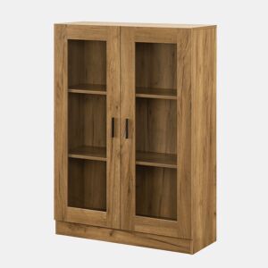 Vitrina Sorø com 2 portas 3 compartimentos vidro e aglomerado 115 x 80 x 31 cm - efeito carvalho en.casa