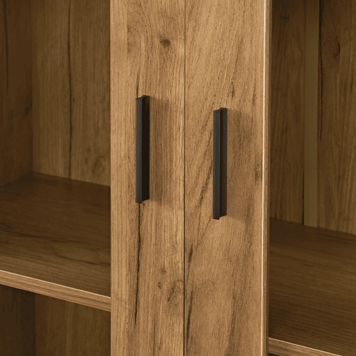 Vitrina Sorø com 2 portas 3 compartimentos vidro e aglomerado 115 x 80 x 31 cm - efeito carvalho en.casa