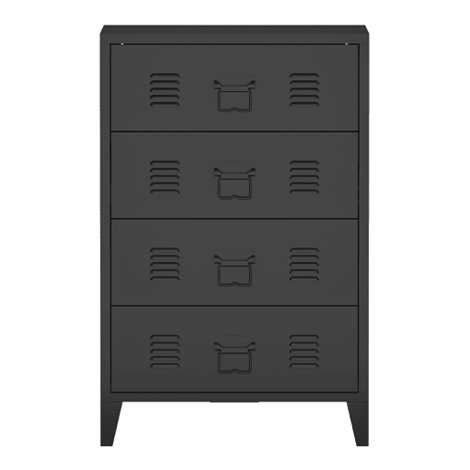 Armário metálico Hämeenlinna com 4 gavetas aço 80x40x92 cm Preto en.casa