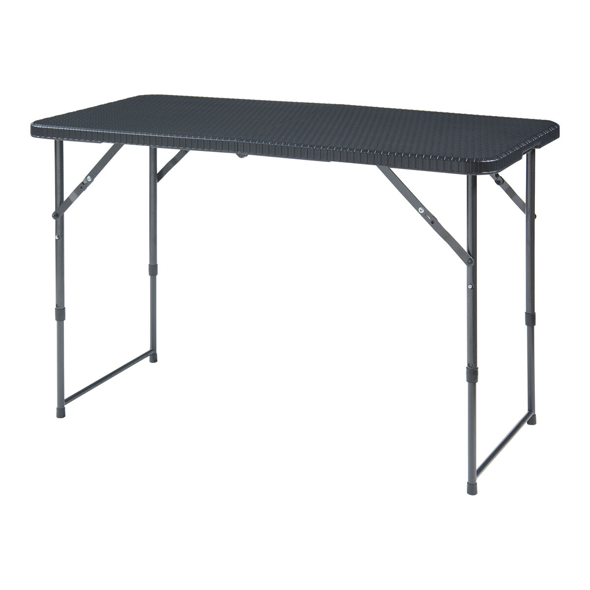 Mesa plegable adelfia altura regulable metal/plástico 120x60cm - ratán negro [en.casa]