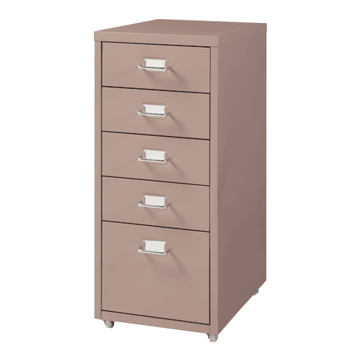 Armário de arquivo móvel Kökar com 5 gavetas 69x28x41 cm aço - Castanho claro en.casa