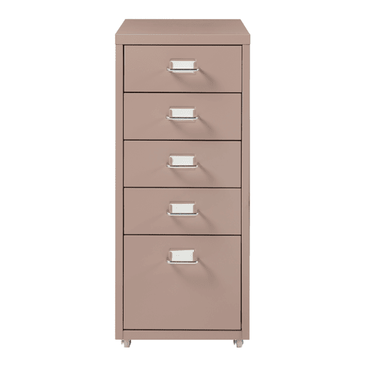 Armário de arquivo móvel Kökar com 5 gavetas 69x28x41 cm aço - Castanho claro en.casa