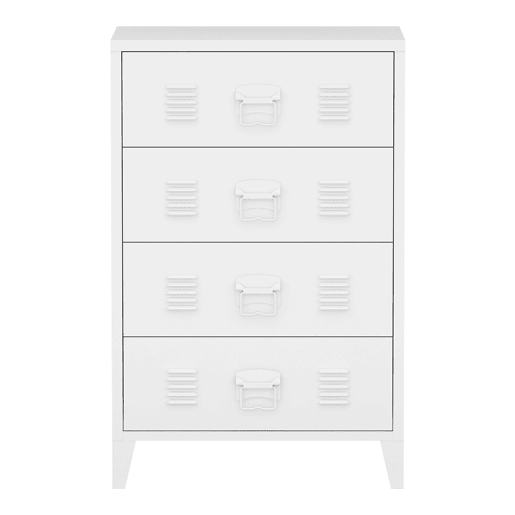 Armário metálico Hämeenlinna com 4 gavetas aço 80x40x92 cm Branco en.casa