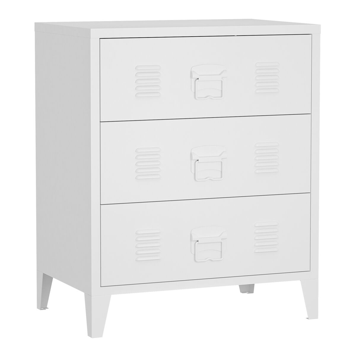 Cajonera hämeenlinna de 3 cajones uso versátil acero 72 x 60 x 40 cm - blanco [en.casa]