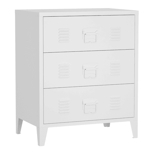 Cómoda de 3 gavetas Hämeenlinna versátil em aço 72 x 60 x 40 cm - Branco en.casa