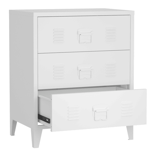 Cómoda de 3 gavetas Hämeenlinna versátil em aço 72 x 60 x 40 cm - Branco en.casa