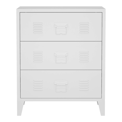 Cómoda de 3 gavetas Hämeenlinna versátil em aço 72 x 60 x 40 cm - Branco en.casa