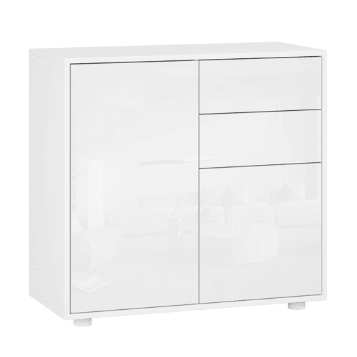 Cómoda Paarl com 2 gavetas e 2 portas 74x79x36cm Branco alto brilho en.casa