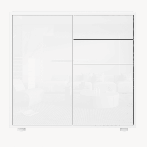 Cómoda Paarl com 2 gavetas e 2 portas 74x79x36cm Branco alto brilho en.casa