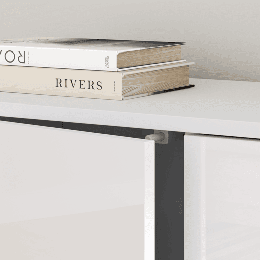 Cómoda Paarl com 2 gavetas e 2 portas 74x79x36cm Branco alto brilho en.casa