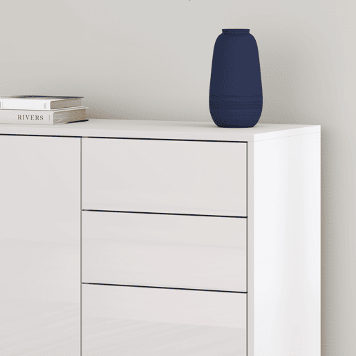 Cómoda Paarl com 2 gavetas e 2 portas 74x79x36cm Branco alto brilho en.casa