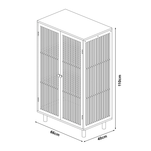 Aparador Grong de 3 níveis com 2 portas de grelha de bambu 110 x 66 x 40 cm - Natural en.casa