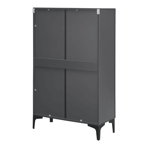 Vitrina Søndersø com 2 portas, prateleira de vidro e aglomerado 115 x 70 x 31 cm - Cinzento escuro e preto en.casa