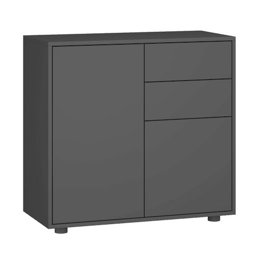 Cómoda Paarl com 2 gavetas e 2 portas 74x79x36cm Cinzento escuro mate en.casa