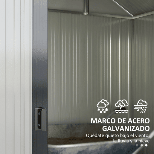 Outsunny Abrigo de Jardim 2,7 m² 238x132x198,5 cm Abrigo de Exterior Metálico com Base Prateleiras Ajustáveis 2 Portas de Correr e 2 Janelas de Ventilação Cinza Escuro