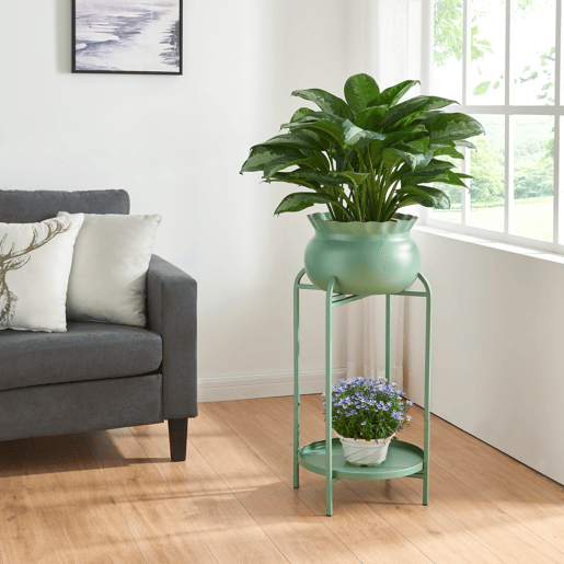 Suporte para plantas Altena 2 níveis metal 60x27x27cm - Verde en.casa Suporte para plantas Altena 2 níveis metal 60x27x27cm - Verde en.casa