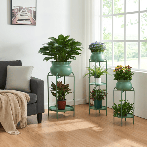 Suporte para plantas Altena 2 níveis metal 60x27x27cm - Verde en.casa Suporte para plantas Altena 2 níveis metal 60x27x27cm - Verde en.casa