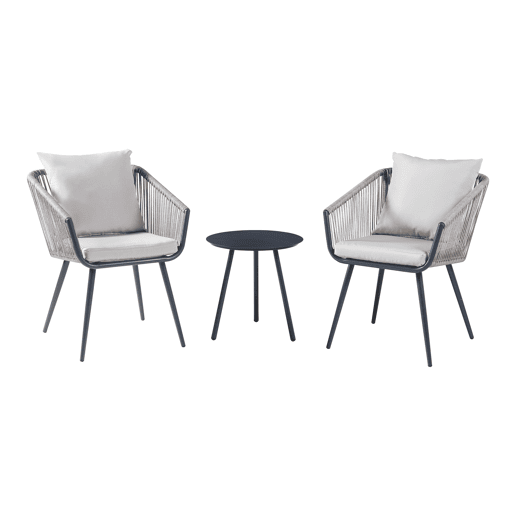 Conjunto de mobiliário de jardim Abriola 3 pcs. açocorda - AntraciteCinza casa.pro