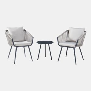 Conjunto de mobiliário de jardim Abriola 3 pcs. açocorda - AntraciteCinza casa.pro