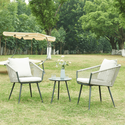 Conjunto de mobiliário de jardim Abriola 3 pcs. açocorda - AntraciteCinza casa.pro