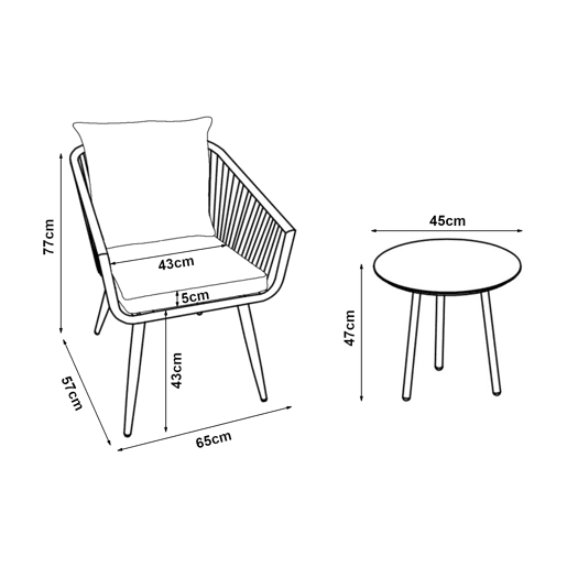 Conjunto de mobiliário de jardim Abriola 3 pcs. açocorda - AntraciteCinza casa.pro