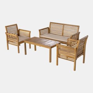 Conjunto de mobiliário de jardim Candela 4 peças acácia - Efeito madeiraBege casa.pro