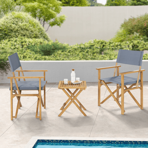 Conjunto de mobiliário de jardim Capistrello 3 pcs. eucaliptolinho - Cinzento casa.pro