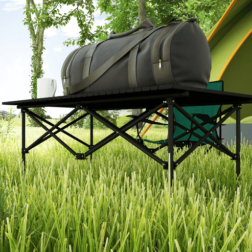 Outsunny Mesa de Campismo Dobrável de Metal com Tampo Enrolável e Bolsa de Transporte Mesa de Piquenique Portátil para Campismo Trekking Praia e Barbecue 95x55x50 cm Preto