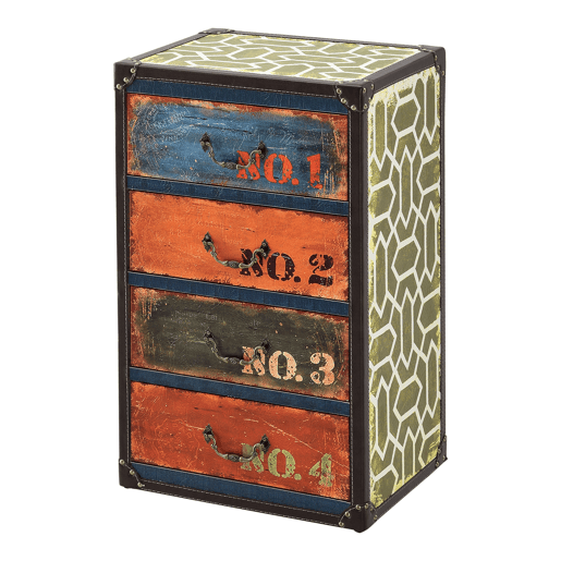 Gaveteiro Goslar com 4 gavetas para sala de estar MDF 66x40x30 cm - Multicolorido en.casa