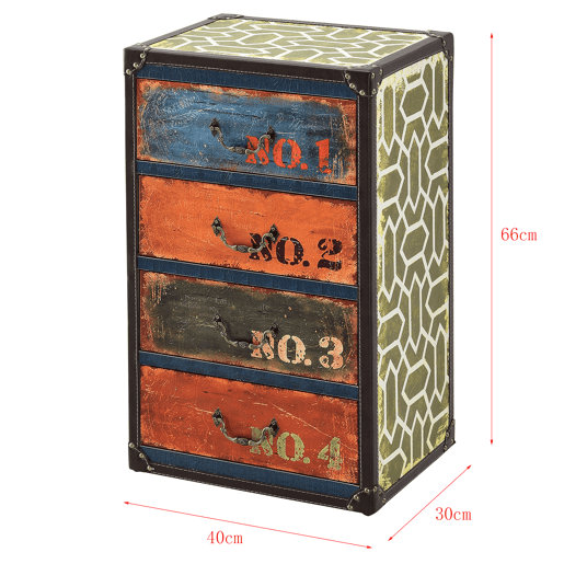 Gaveteiro Goslar com 4 gavetas para sala de estar MDF 66x40x30 cm - Multicolorido en.casa