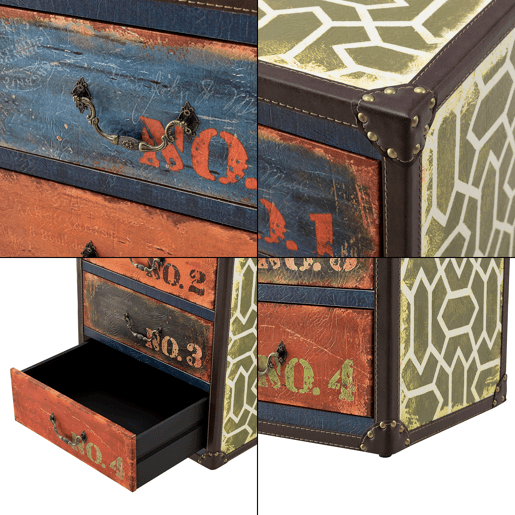 Gaveteiro Goslar com 4 gavetas para sala de estar MDF 66x40x30 cm - Multicolorido en.casa
