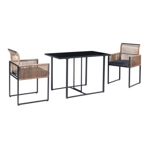 Conjunto de Mobiliário de Jardim Accadia 3 Peças AçoCordão - PretoCastanho casa.pro
