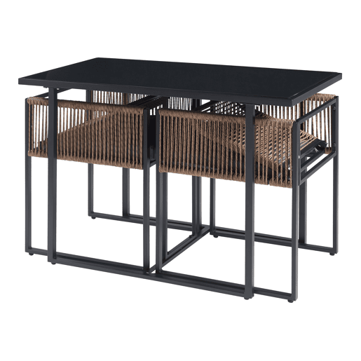 Conjunto de Mobiliário de Jardim Accadia 3 Peças AçoCordão - PretoCastanho casa.pro