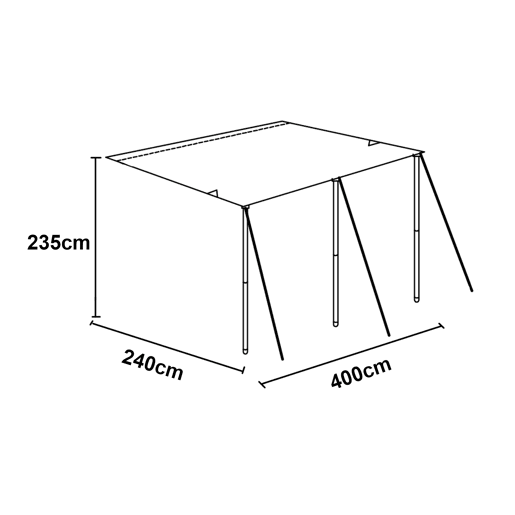 Toldo para caravanas Beuningen - 400x240x235cm - Cinzento pro.tec