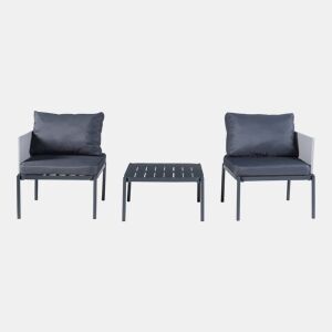 Conjunto de mobiliário de jardim Accettura 3 pcs. alumínio - Cinzento casa.pro